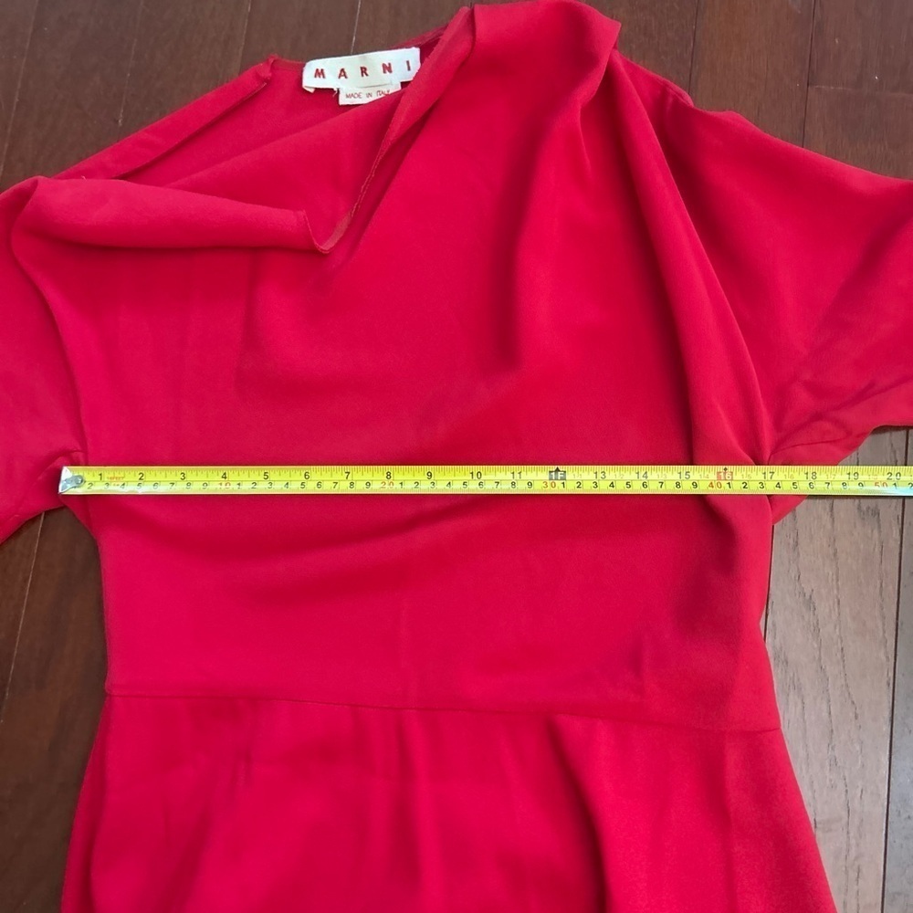 Marn Asymmetrical ALine Dress Red Midi made in Italy retail over $1500 size M - Picture 10 of 12